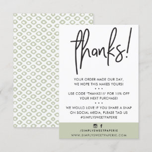 Tarjeta De Agradecimiento NEGOCIOS GRACIAS AL cliente moderno sage green ika