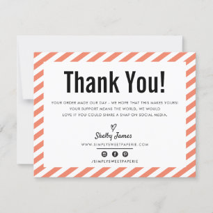 Tarjeta De Agradecimiento NEGOCIOS GRACIAS AL LOGO naranja mínimo moderno