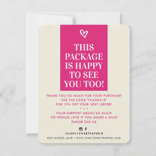 Tarjeta De Agradecimiento NEGOCIOS GRACIAS AL marfil rosa negrita moderno