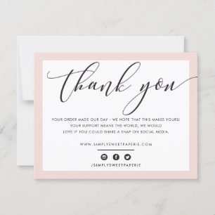 Tarjeta De Agradecimiento NEGOCIOS GRACIAS LOGO elegante rosa negro