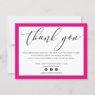 Tarjeta De Agradecimiento NEGOCIOS GRACIAS LOGO elegante rosa negro