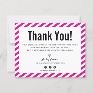 Tarjeta De Agradecimiento NEGOCIOS GRACIAS LOGO moderno mínimo rosa caliente