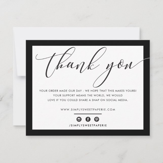 Tarjeta De Agradecimiento NEGOCIOS GRACIAS LOGO negro y elegante (Anverso)