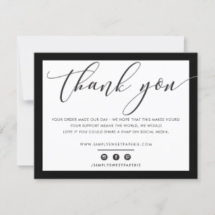 Tarjeta De Agradecimiento NEGOCIOS GRACIAS LOGO negro y elegante