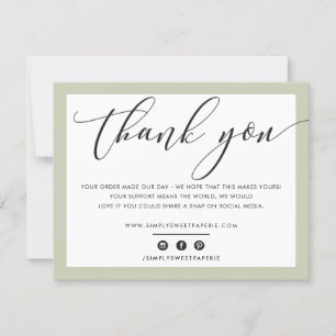 Tarjeta De Agradecimiento NEGOCIOS GRACIAS LOGO verde salado elegante