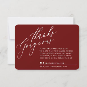 Tarjeta De Agradecimiento NEGOCIOS GRACIAS moda caligrafía marrón rojo