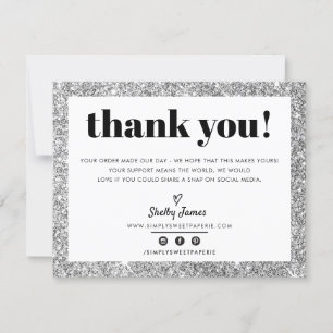 Tarjeta De Agradecimiento NEGOCIOS GRACIAS moda glam purpurina LOGO