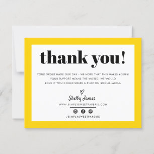 Tarjeta De Agradecimiento NEGOCIOS GRACIAS moda LOGO amarillo moderno