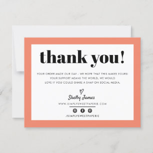 Tarjeta De Agradecimiento NEGOCIOS GRACIAS moda LOGO naranja moderno