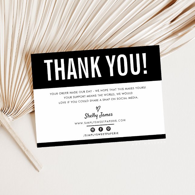 Tarjeta De Agradecimiento NEGOCIOS GRACIAS moda LOGO negro y plano moderno (Subido por el creador)
