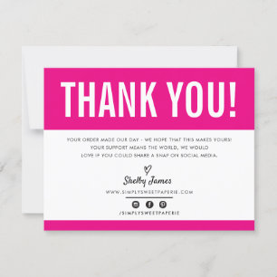 Tarjeta De Agradecimiento NEGOCIOS GRACIAS moda LOGO rosa brillante moderno
