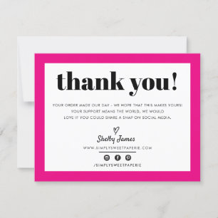 Tarjeta De Agradecimiento NEGOCIOS GRACIAS moda LOGO rosa caliente moderno