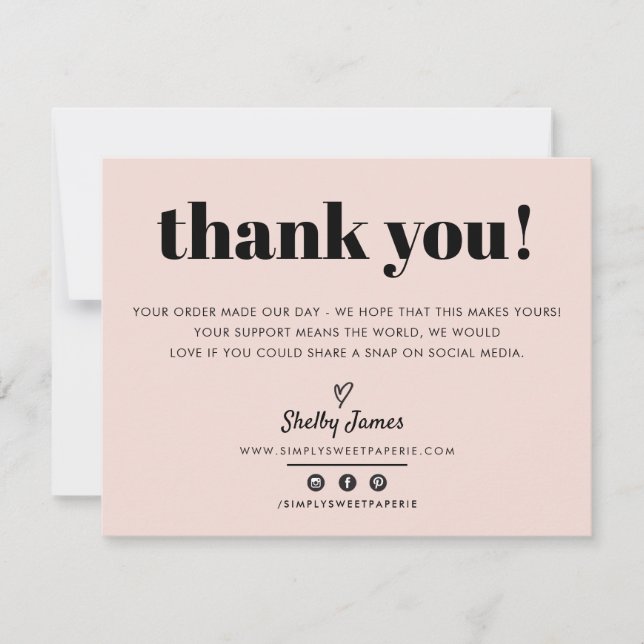 Tarjeta De Agradecimiento NEGOCIOS GRACIAS moda LOGO rosa moderno (Anverso)
