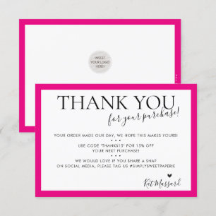 Tarjeta De Agradecimiento NEGOCIOS GRACIAS moda moderna negrita fuschia rosa