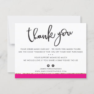 Tarjeta De Agradecimiento NEGOCIOS GRACIAS purpurina de oro rosa elegante