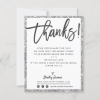 NEGOCIOS GRACIAS purpurina moderno de plata negra