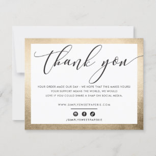 Tarjeta De Agradecimiento NEGOCIOS GRACIAS TÚ elegante estilo oro negro LOGO