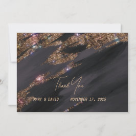 Tarjeta de agradecimiento negra elegante con lámin