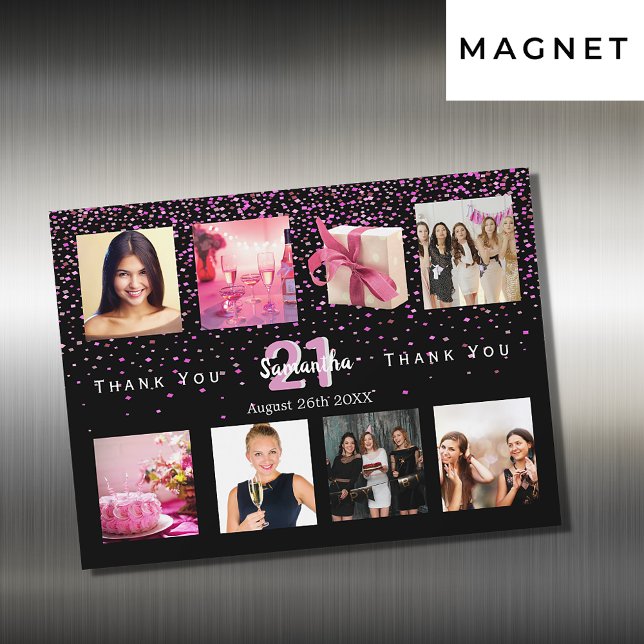 Tarjeta de agradecimiento negra para foto collage  (Subido por el creador)