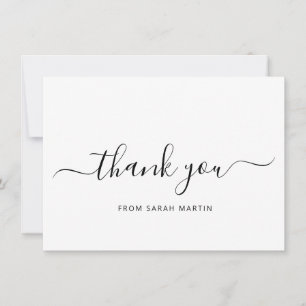 Tarjeta De Agradecimiento Negra y blanca elegancia Script Simple Business