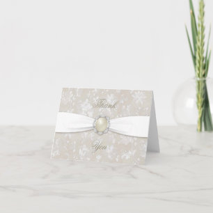 Tarjeta De Agradecimiento Negrita Damask 30 Aniversario de Bodas Gracias