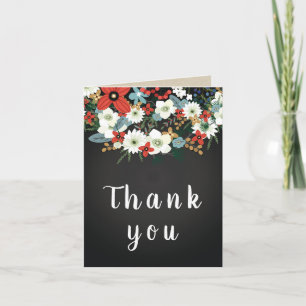 Tarjeta De Agradecimiento Negrita Divertida Colorida Floral Oscura Chic Grac