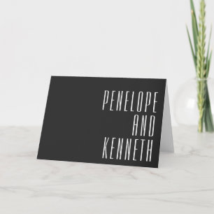 Tarjeta De Agradecimiento Negrita Nombres Retro Tipografía Negra Boda person
