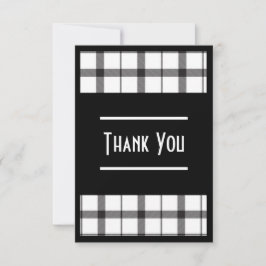 Tarjeta De Agradecimiento Negro, Blanco, Cuadros, Clásico, Chic, Moderno, El