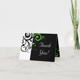 Tarjeta De Agradecimiento Negro/Blanco/Verde Lima Remolino Negrita Agradecim