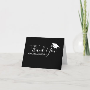 Tarjeta De Agradecimiento Negro clásico   Graduación de secundaria