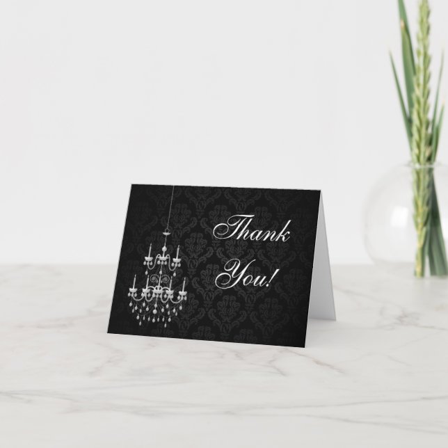 Tarjeta De Agradecimiento Negro con silueta de araña blanca (Anverso)