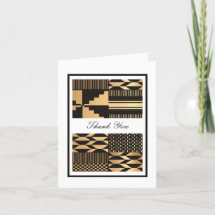 Tarjeta De Agradecimiento Negro - Kente dorado (blanco)
