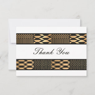 Tarjeta De Agradecimiento Negro - Kente dorado (blanco)