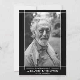 Tarjeta De Agradecimiento Negro moderno y blanco en entierro cariñoso de la