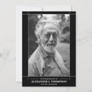 Tarjeta De Agradecimiento Negro moderno y blanco en entierro cariñoso de la