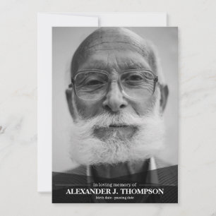 Tarjeta De Agradecimiento Negro moderno y blanco en entierro cariñoso de la