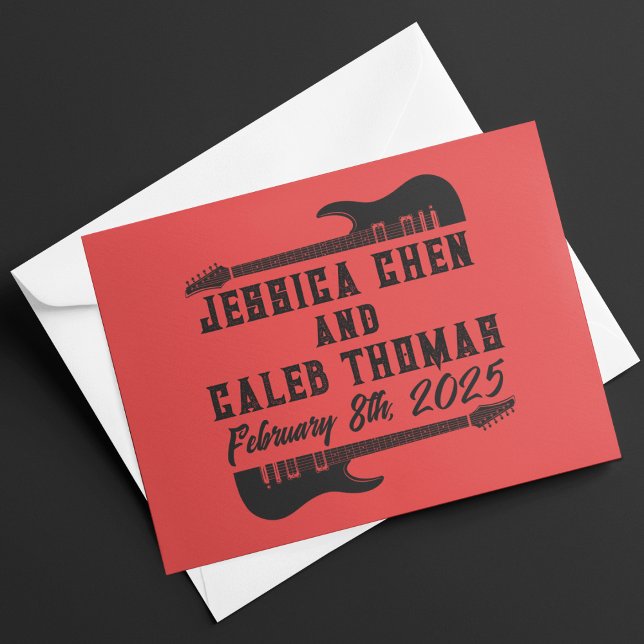 Tarjeta De Agradecimiento Negro sobre Boda Metalizado fuerte y rojo (Subido por el creador)