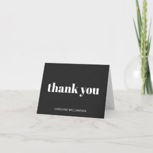 Tarjeta De Agradecimiento Negro Suave Blanco Negrita Moderno Elegante Person