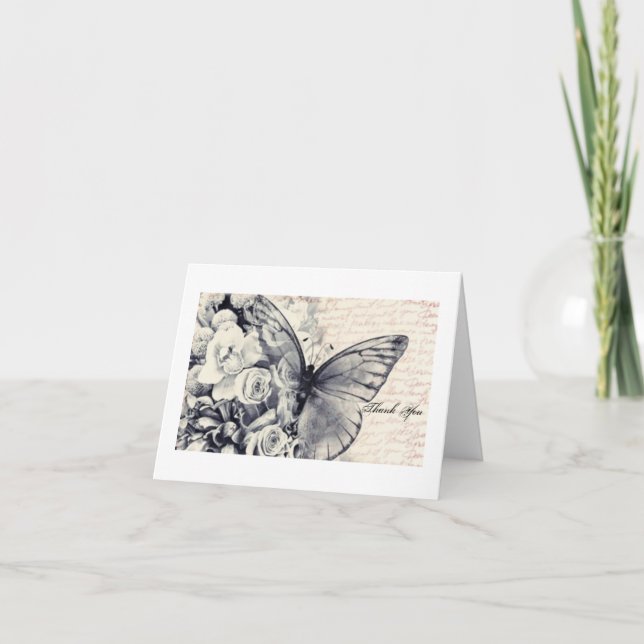 Tarjeta De Agradecimiento Negro y blanco (Anverso)