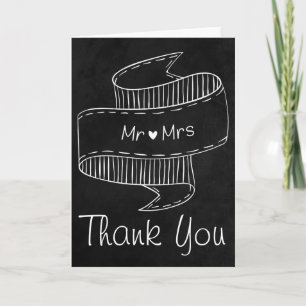 Tarjeta De Agradecimiento Negro y Blanco Gracias Señor Señora Pizarra Boda