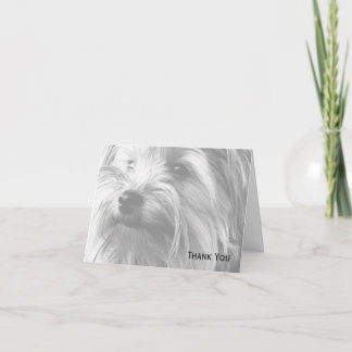 Tarjeta De Agradecimiento Negro y blanco Yorkshire Terrier Yorkie
