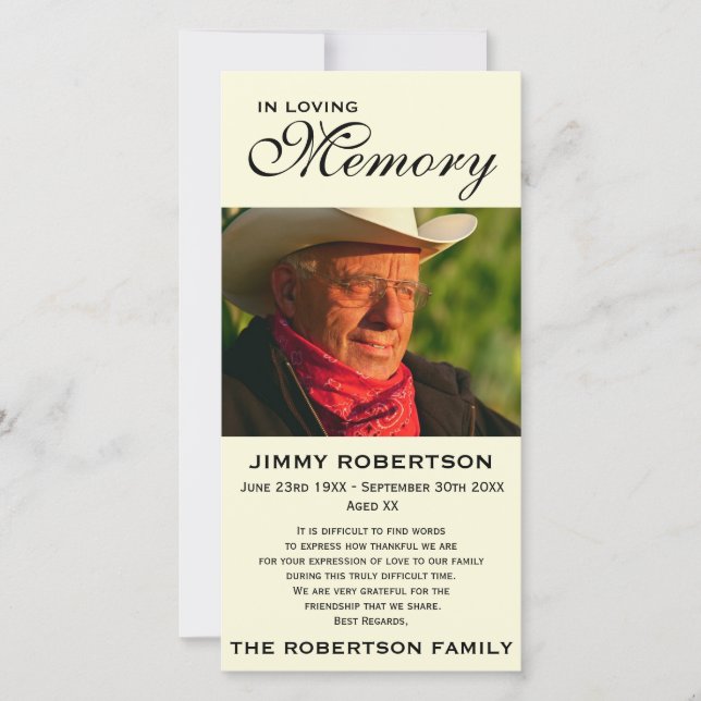 Tarjeta De Agradecimiento Negro y reconocimiento conmemorativo de la familia (Anverso)