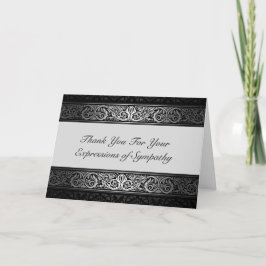 Tarjeta De Agradecimiento Negros y de plata elegantes le agradecen por su