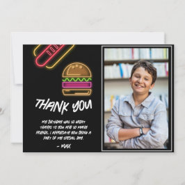 Tarjeta De Agradecimiento Neon Burger & Hotdog Thank You Card