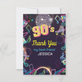 Tarjeta De Agradecimiento Neon Disco Vibes Retro de estilo 90