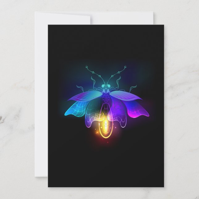 Tarjeta De Agradecimiento Neon Firefly en negro (Anverso)