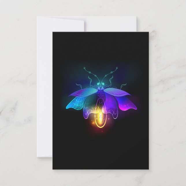 Tarjeta De Agradecimiento Neon Firefly en negro (Anverso)
