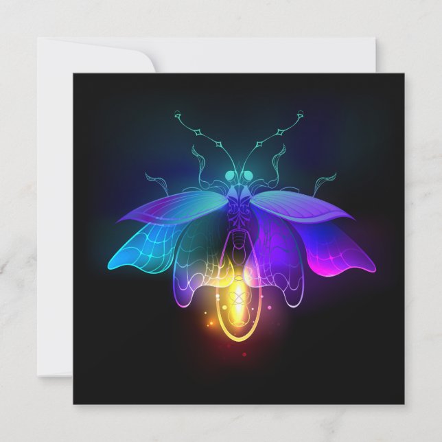 Tarjeta De Agradecimiento Neon Firefly en negro (Anverso)