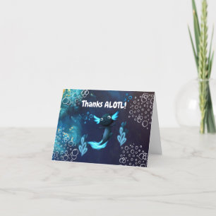 Tarjeta De Agradecimiento Neon & Navy Blue Axolotl Niño subacuático Cumpleañ
