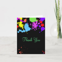 Tarjeta De Agradecimiento Neon Paint Splatter, Gracias, Personalizado